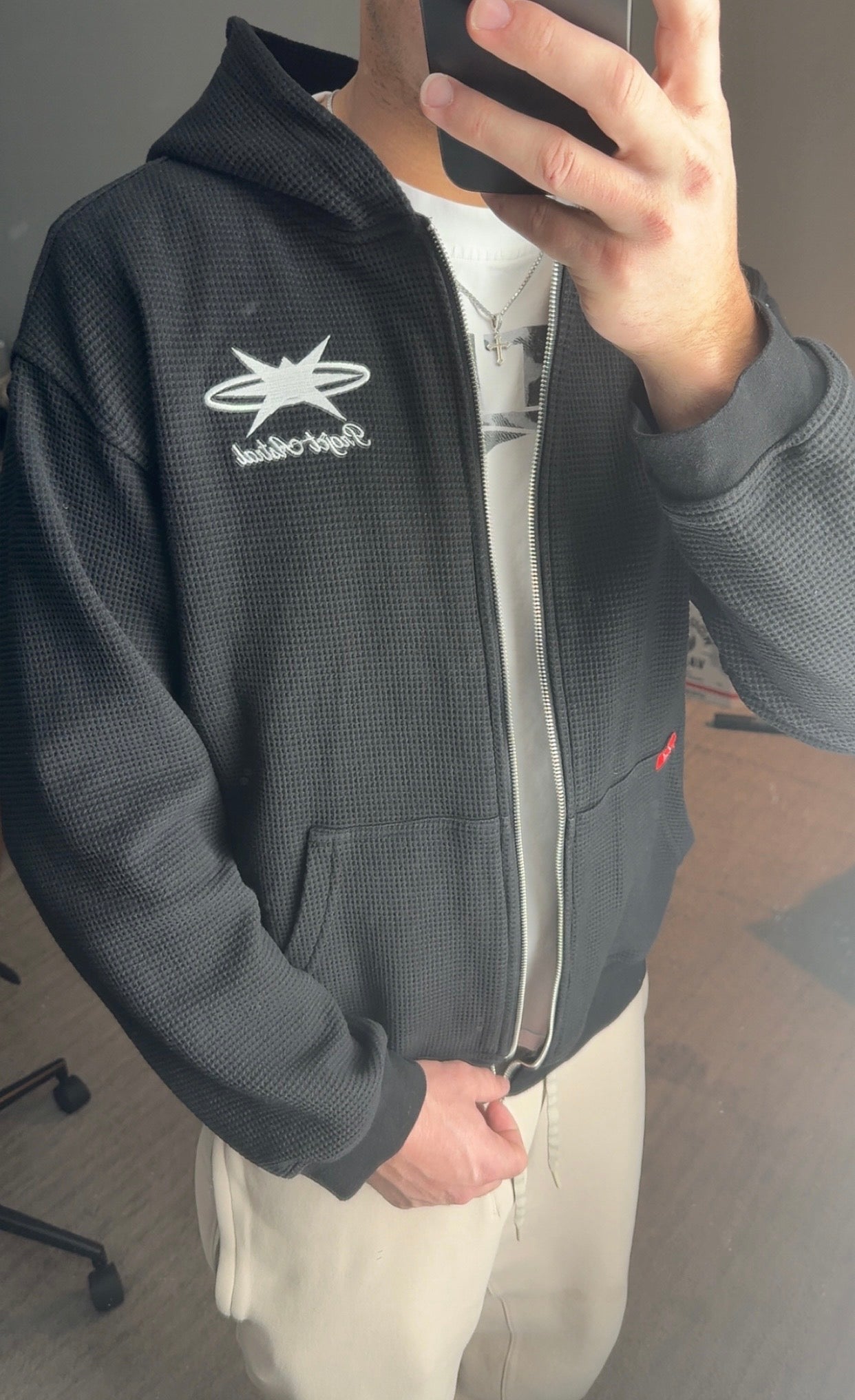 Studios Waffle Knit Zip Up