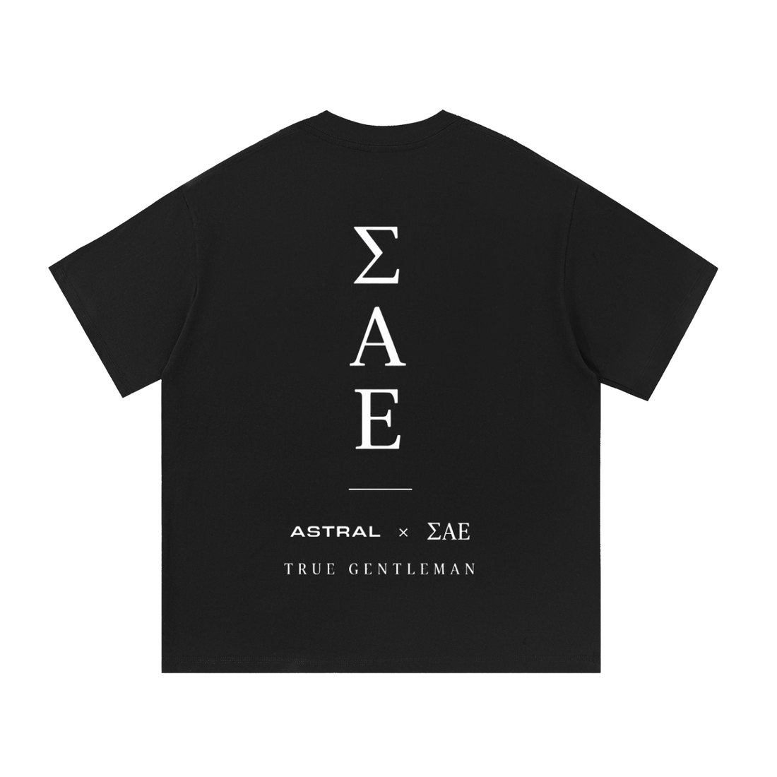 ΣΑΕ × Astral True Gentleman Tee in Black, front